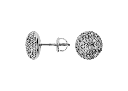 Button Micro Pave Diamond CZ's Earrings